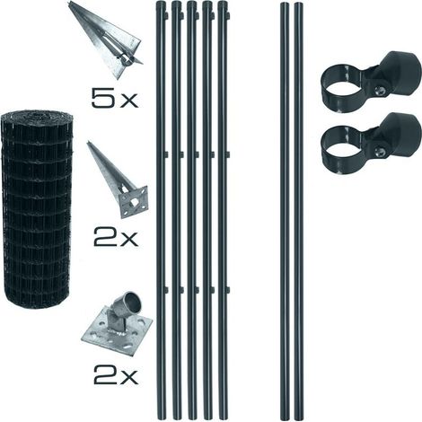 Schweißgitterzaun Komplettset 0,8 x 10m Zaunset Gartenzaun Einschlaghülsen Zaun