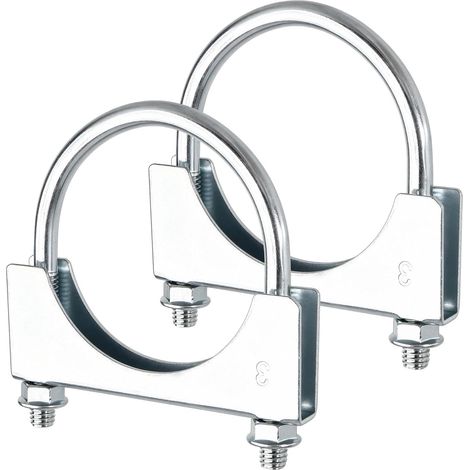 Lot de 2 Brides d'Échappement U Bolt 3 Pouces 79mm Pour Silencieux Tuyau Connecteur Universel Auto Moto Garage (1/4)