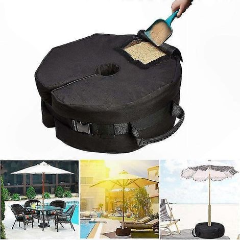 Base de parasol ronde démontable avec sac lesté, sac de sable robuste pour pied de parasol de terrasse, support portable pour mat de parasol de jardin (1/5)