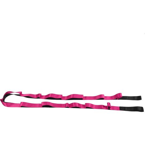 Sangle d'étirement de yoga à 12 boucles en nylon non élastique pour yoga, pilates et gymnastique - Violet (1/5)