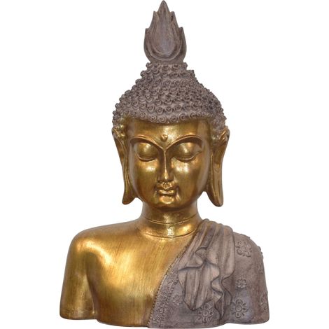 Estatua de Buda de pie Detalle fino y acabado dorado altura 36 cm en poliresina DEC050021