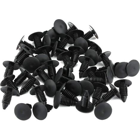 SJLERST Rivet Clips Plastique,50 pièces Clips Plastique Rivet Carrosserie Garniture Garniture de Retenue de Fixation de rivet Pare-chocs de Voiture Push Pin Clip Noir