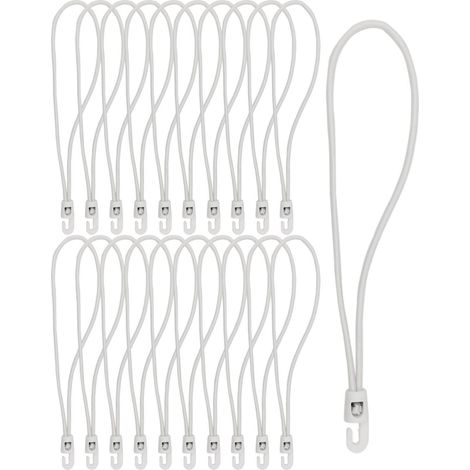 Spanngummis mit Haken 25cm, 25 Stück, Weiß, für Planen & Camping (1/5)