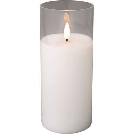 Candela cilindrica in tubo di vetro decorazione per interno da Ø 5,5 x h7 cm