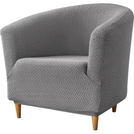 Funda elástica de jacquard suave de una sola pieza para sillón y protector de sillón (gris claro) (1/5)