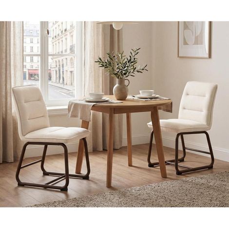 Esszimmerstühle 2er Set, modern, Leinen, Metallbeine, beige (1/5)