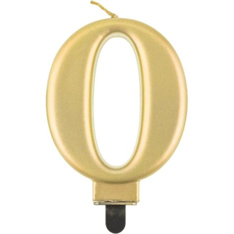 Candela numero 0 Beauty&Charm color oro metallizzato, 8 cm