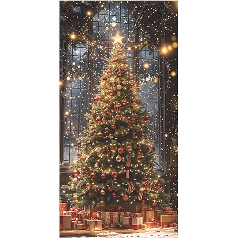 Habillage De Porte De Noël - 90 X 180 Cm - Motif Père Noël - Pour Porte D Entrée Intérieure Extérieure - 1 Pièce (1/5)