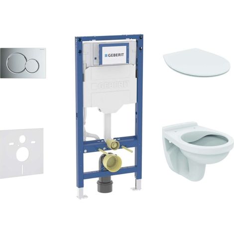 Geberit Duofix - Set per installazione pre- parete, vaso Alpha e sedile softclose, pulsante Sigma01, cromo lucido SANI11CD1101