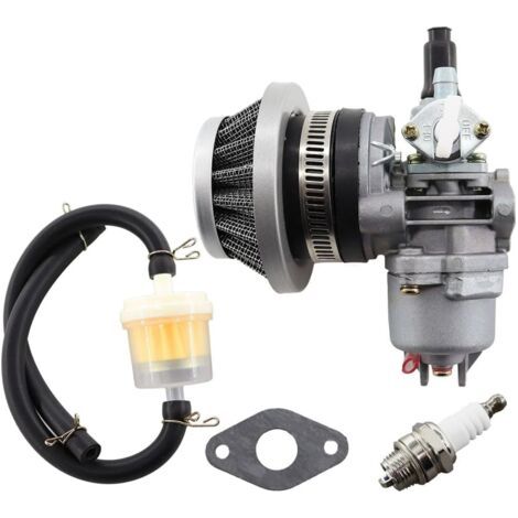 13mm engine carburetor for 2-stroke 47cc, 49cc, and 43cc mini ATVs, quads, dirt bikes, and pocket bikes, with air filter, fuel filter, and fuel hose. (1/4)