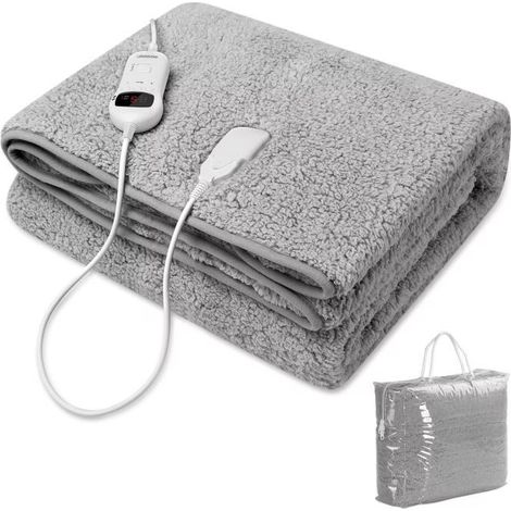 Couverture chauffante Grise 180 x 130cm pour un hiver au chaud (1/5)