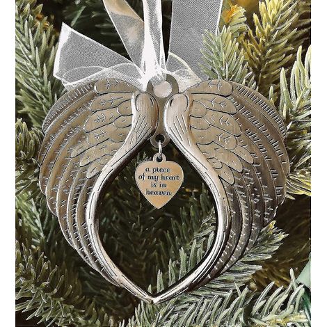 Boules de Noël commémoratives, « Une partie de mon cœur est au ciel », pendentifs en forme d'ailes d'ange, décorations pour sapin de Noël à suspendre. (1/5)