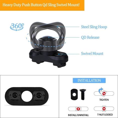 Kit de fixation Mlok pivotant 1.25" avec boucle métallique, vis et écrous inclus (1/5)