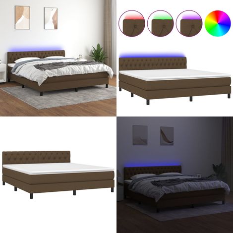 Boxspringbett mit Matratze & LED Dunkelbraun 160x200 cm Stoff - Boxspringbett - Doppelbett - Schlafsystem - Lattenrost - Bettrahmen - Home & Living (1/5)