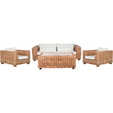 Sofa Set 4 Ratan 220X98X64 Incluye Cojines Natural (1/5)