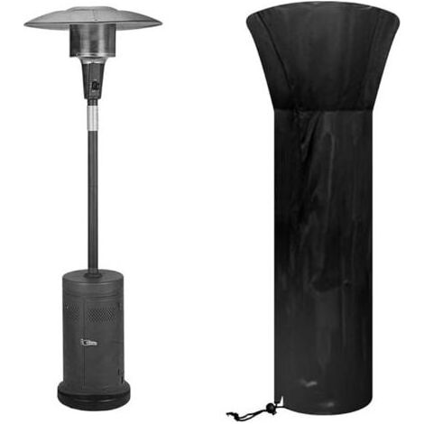 Housse de chauffage 226 x 85 x 48 cm, Housse parasol chauffant extérieur en tissu Oxford 210D robuste Noir , imperméable, coupe-vent, protection UV, convient pour une variété de chauffages