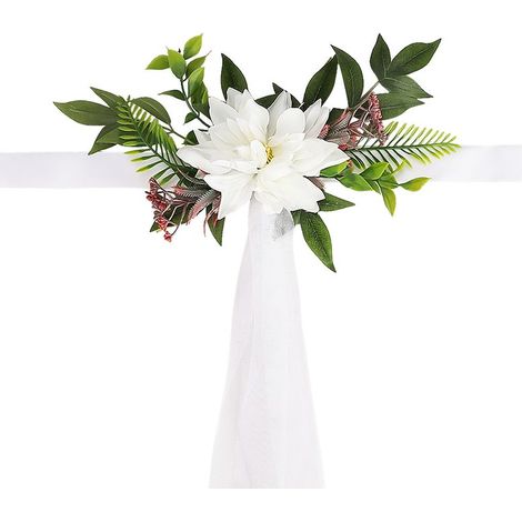 Les commandes personnalisées commencent à partir de 60 pièces. Décorations de chaises : fleurs artificielles violettes + maille de 1,5 x 1 m (ensemble de 6 pièces en boîte : 6 fleurs + 6 morceaux de m
