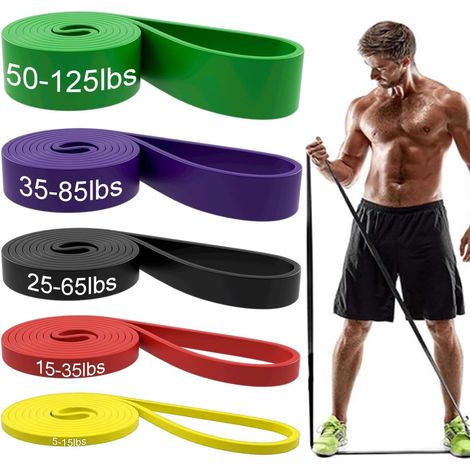 Bandes de traction, bandes de résistance, kits avec bandes de traction (pour hommes et femmes), bandes d'exercice pour exercices, étirements et renforcement musculaire. (1/4)