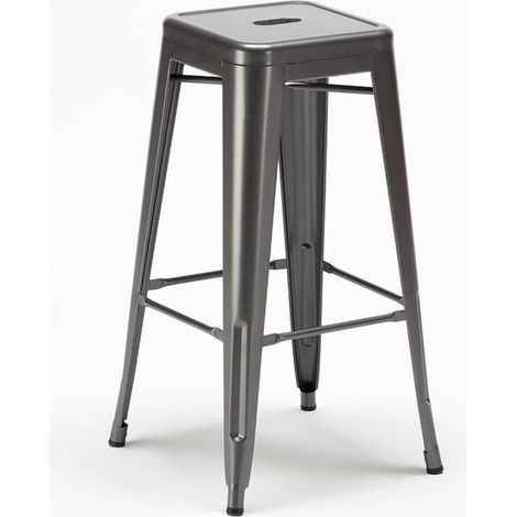 tabouret de bar design industriel en acier et métal steel up - Gris