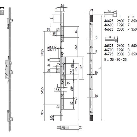 Cisa 46425-25-0 Serratura Multipunto Cil Sag