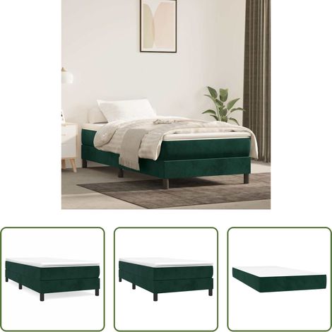 Matratze - Boxspringbett mit Matratze Dunkelgrün 100x200 cm Samt (1/5)