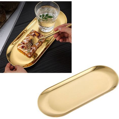 BelleRise – Ovale Edelstahlplatte – Dessertplatte für Hotels, 23 x 9 cm – Nordisches Design – Gold (1/5)