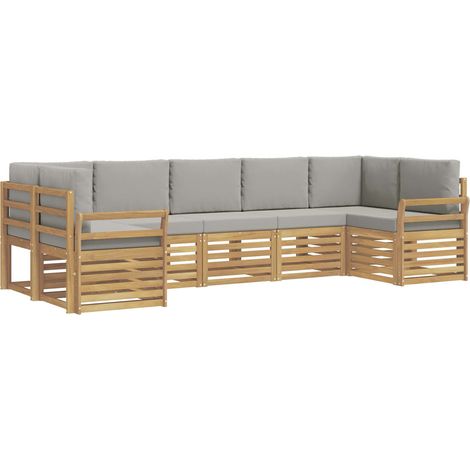 Set di divani da esterno 7 pz Bianco e Grigio Chiaro Poliestere vidaXL (1/5)