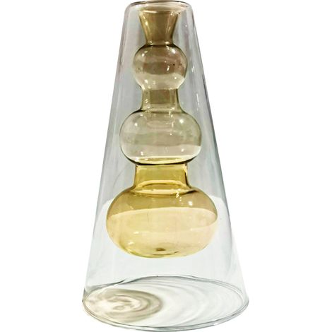 Vase Hydroponic Vase en Verre Moderne Style 8 Jaune (10x18cm) pour Plantes à la Maison ou Bureau (1/5)