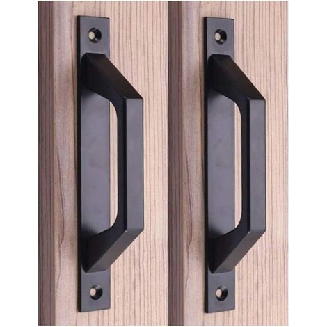 pair Poignée en bois 19.6cm de traction de porte de porte de grange de poignée de porte de porte coulissante en acier au carbone-Fei Yu