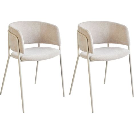 Set di 2 sedie da pranzo imbottite beige chiaro braccioli Design moderno Base in metallo Springer (1/5)