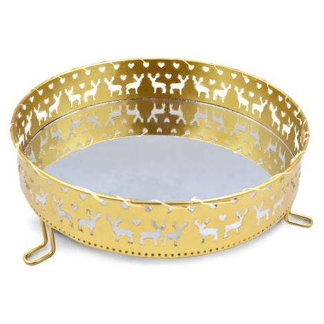 Vassoio Decorativo Centrotavolo Gold con Specchio 30 cm (1/2)