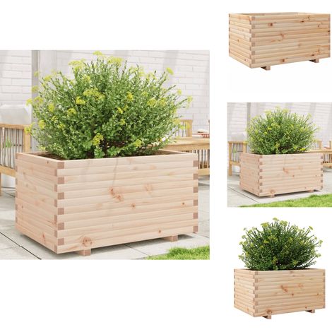 Pflanzkübel 90x60x49,5 cm Massivholz Kiefer - Kiefernholzkübel - Holzpflanzetopf - Balkonpflanzenbehälter - Gartendeko - Blumentopfkasten (1/5)