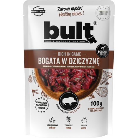 Cibo umido per cani BULT al gusto di cervo, bustina da 100 g, completo.