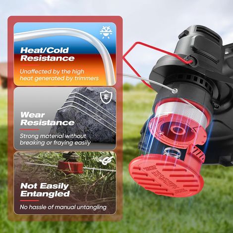 Bobines compatibles CMZST065 et CMZST120SC – Tête rouge B6+1+1 avec capot – Pour débroussailleuse de jardinage léger et ponctuel (1/5)