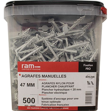 500 agrafes manuelles plancher chauffant - Longeur 47 mm - RAM (1/3)