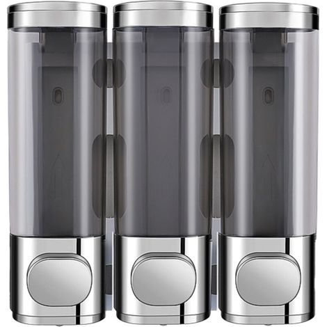 3 x 300ml Wall-Mounted Soap Dispensers, Shower Soap Dispenser, Shampoo and Conditioner Dispenser, Manual Soap Dispenser, for Kitchen, Bathroom, Toilet (1/5)