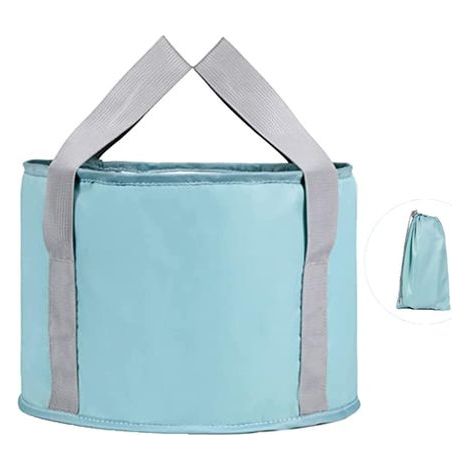 Foldable Foot Soaking Bucket with Storage Bag, Portable, Built-in Aluminum Film Insulation Layer, Wash Your Face, Feet and Clothes for Multiple Purposes (Blue) (1/5)