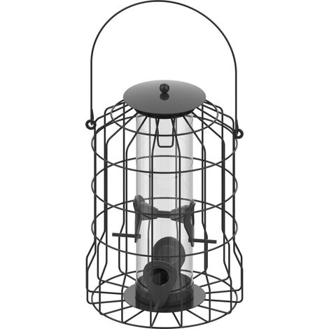 JSSEVN-Mangeoire Oiseaux extérieur –27 cm – pour Boules de Graisse – Métal résistant aux intempéries – Couvercle dévissable – Protection silo – Flamingo (1/2)