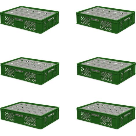 BRB 6x boîte en verre 600x400 mm 24 verres jusqu’à 122 mm de hauteur/diamètre 87 mm, vert