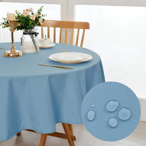 Runde Tischdecke 140cm abwaschbar wetterfest Polyester für Innen & Außen