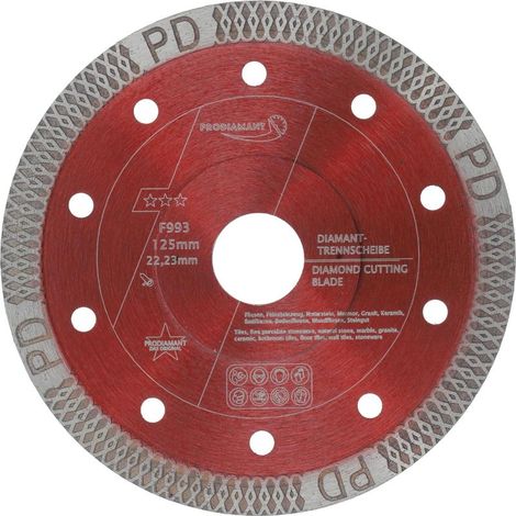 1 - Disque diamanté - Meuleuse d'angle - Coupe carrelage grès cérame marbre pierre naturelle - Segment extra fin 10mm - Pour travaux de rénovation salle de bain et sol - Gris - 125x22.23mm (1/5)