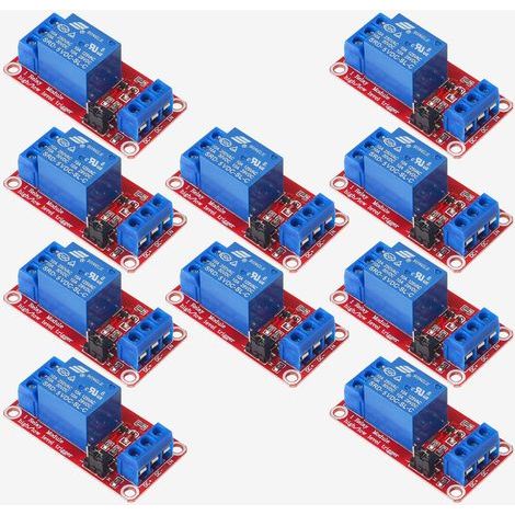 Confezione da 10 moduli relè a 1 canale, modulo relè a 1 canale da 5 V con optoaccoppiatore, compatibile con trigger di livello basso o alto (1/5)