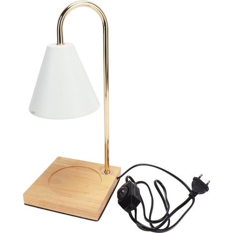 Lampe Chauffe-Bougie à intensité Variable avec Base en Bois, Lumière Fondante de Bougie Aromatique Décorative pour Chambre à Coucher et Bureau