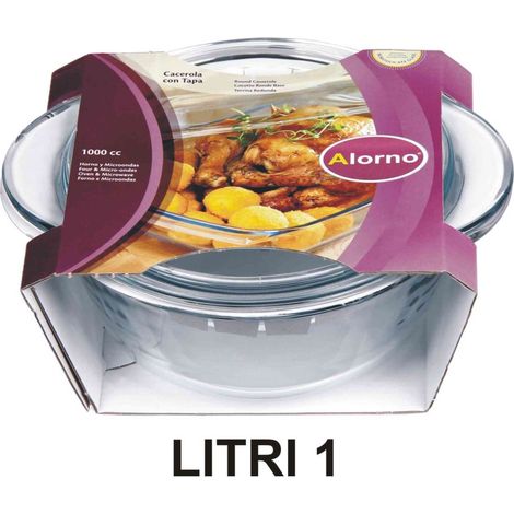 Casseruola Forno in Vetro Alorno con Coperchio 1 Litro cok