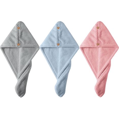 Women s Hair Drying Towels 3 Pieces Coral Fleece Absorbent