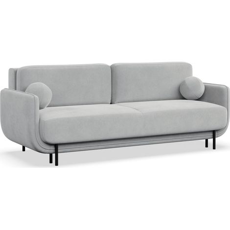 Selsey Ovals – 3-Sitzer Schlafsofa mit Samt, Hellgrau