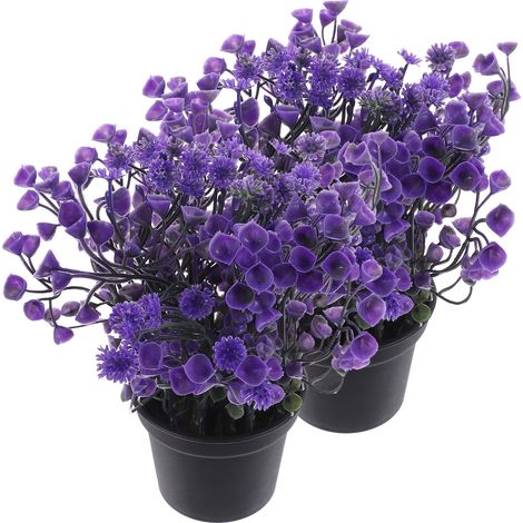 Lot de 2 fleurs artificielles en pot pour bureau, fausse plante en pot décorative (1/5)