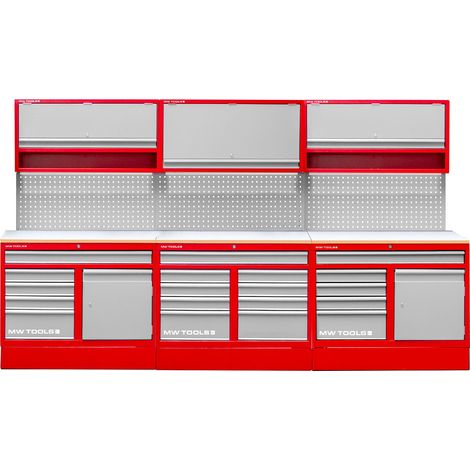 Mw Tools – Servante d'atelier roulante 3,3m – 5 tiroirs – Charge max 40kg – Acier soudé – Verrouillage par clé – PRACO3559