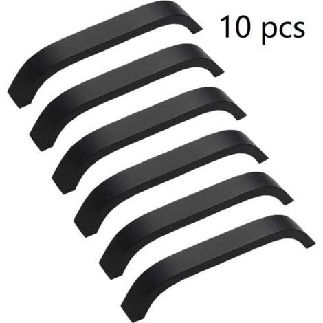 FLITI 10 Stück Möbelgriffe mit Mittelloch, 128 mm, schwarz, mit Schrauben für Küchen-, Schlafzimmer- und Schrankschubladen, Knopf aus Aluminiumlegierung