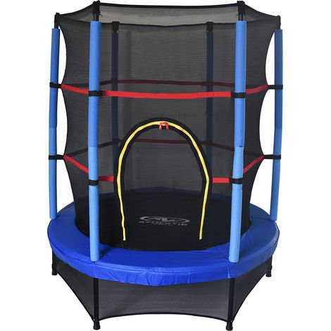 Trampolino Elastico per Bambini Outdoor Toys Happy Jump Blue Diametro 140 cm con Rete di Sicurezza
